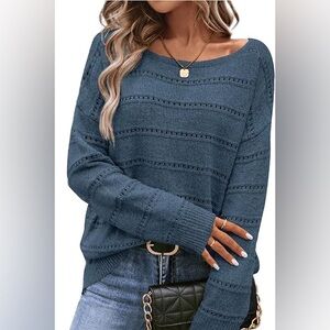 Simple & Elegant Women's Crew Neck Sweater in Blue‎